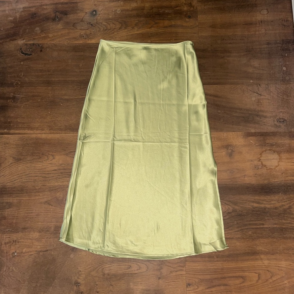 PacSun Satin Sage Green Midi Skirt